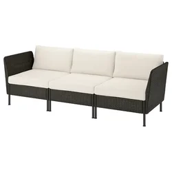 VITTSKÄR Modularna sofa trosed, rukohvati napolju/plastični ratan tamnosivi Frösön/Duvholmen bež