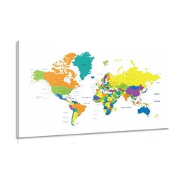 Slika barvni zemljevid sveta na belem ozadju - 40x30