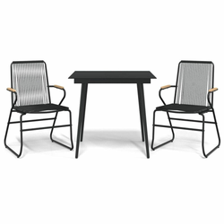 3-dijelni vrtni blagovaonski set od PVC ratana crni