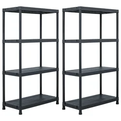 Stalci za pohranu 2 kom crni 60 x 30 x 138 cm plastični