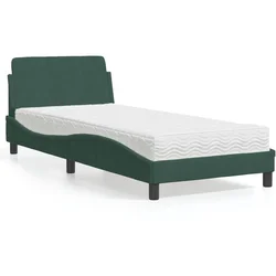 Krevet s madracem Dover tamnozeleni 80 x 200 cm baršunasti