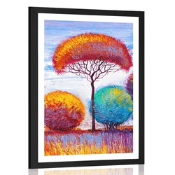 Plakat s paspartujem jesenski gozd - 30x45 silver