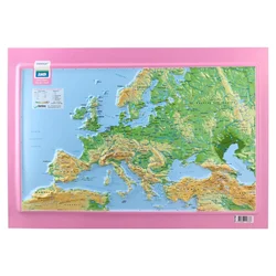 Statovac Zidna karta Evropa, Reljefasta, A3, Roze