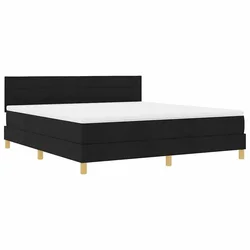 Vidaxl LED Box Spring Postelja z LED trakami Črna 180 x 200 cm blago