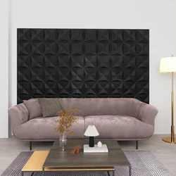 Zidne panele 48 pcs Origami crna 50 x 50 cm XPS pjena
