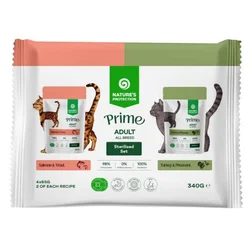 Natures Protection Prime sos za mačke - Multipack Adult Sterilised Salmon&Trout and Turkey,Pheasant&Cranberries 4x85g