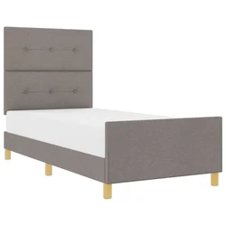 Vidaxl Konstrukcija postelje z vzglavjem Taupe 100 x 200 cm blago
