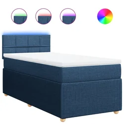Vidaxl Box spring postelja z vzmetnico modra 90x190 cm blago
