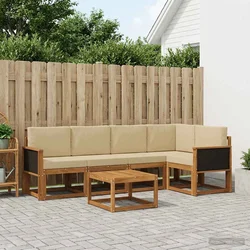 Set vanjskih sofa 6 pcs Prirodna i bež Čvrsto drvo akacije