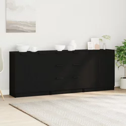 Kreveta 3 pcs Crni hrast 180 x 30 x 70 cm Konstruirano drvo