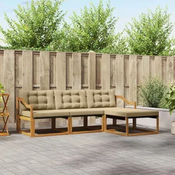 Set vanjskih sofa s jastukom 4 pcs Prirodna i bež