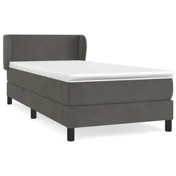 Vidaxl Box spring postelja z vzmetnico temno siv 90x190 cm žamet