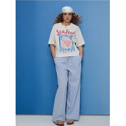 Sinsay - Široke prugaste pantalone - bledoplavo