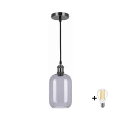 BRILAGI -LED Luster na sajli RETRO GLASS 1xE27/60W/230V prečnik 14 cm crna/zadimljeno siva