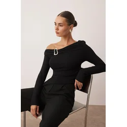 Trendyol Milla ženska bluza Twoaw26Bz00121, Crna-Crna