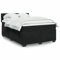 vidaXL Box spring posteljni z vzmetnico črn 140x190 cm žamet
