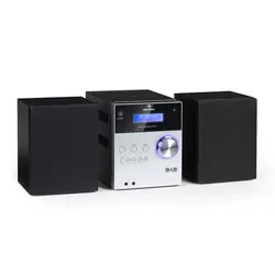 auna MC-20 DAB micro stereo sustav, DAB +, Bluetooth, daljinski upravljač, srebrna boja