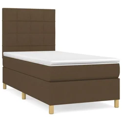 Vidaxl Box spring postelja z vzmetnico temno rjava 80x200 cm blago