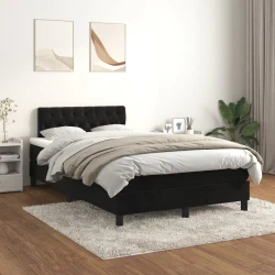 vidaXL Box spring postelja z vzmetnico črna 120x200 cm žamet