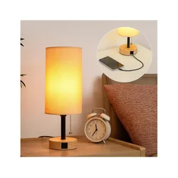 Brilagi - Stona lampa sa USB priključkom TABLON 1xE27/25W/230V hrast/crna/bež