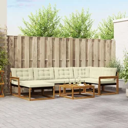 Set vanjskih sofa 19 pcs Prirodna i krem Čvrsto drvo akacije