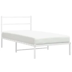 Vidaxl Kovinski posteljni okvir z vzglavjem bel 100x190 cm