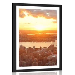 Plakat s paspartujem sončni zahod nad New Yorkom - 20x30 no frame