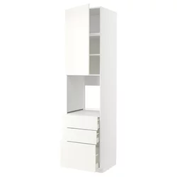 METOD / MAXIMERA Vis.el.pećn. s vratima/3 fioke, bela/Vallstena bela, 60x60x240 cm