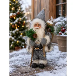 Deda Mraz dekorativna figura 181407-12, 30 cm, Sivo-beli