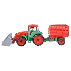LENA Truxx Traktor s prikolico za seno, dekorativni karton