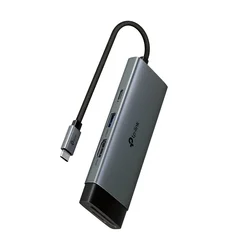 TP-Link UH7021C razdelilni vmesnik USB Tip-C 5000 Mbit/s Aluminij, Črna