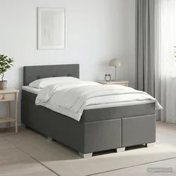 vidaXL Postelja boxspring z vzmetnico Temno siva 120 x 190 cm Blago