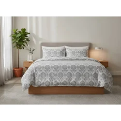 Tekstilshop Pamučna posteljina Classic Ornament, 180x200 cm, Siva