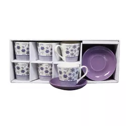 Set šoljica za kafu RXG-N25708C, Porcelan, 180ml, 6 komada, Ljubičasti