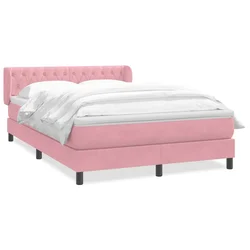 Vidaxl Box spring postelja z vzmetnico roza 140x210 cm žamet