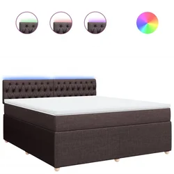 Vidaxl Box spring postelja z vzmetnico temno rjava 180x200 cm blago