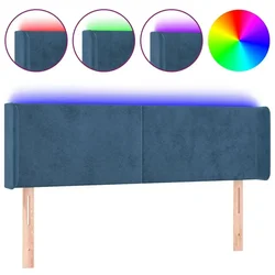 Vidaxl LED posteljno vzglavje temno modro 147x16x78/88 cm žamet