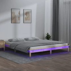 LED okvir za krevet 200 x 200 cm od masivnog drva