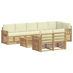 Set vanjskih sofa 8 pcs Bijela i krem 59 x 59 x 37 cm Poliester