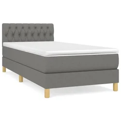 Vidaxl Box spring postelja z vzmetnico temno siva 90x190 cm blago