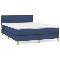 Vidaxl Box spring postelja z vzmetnico modra 140x200 cm blago