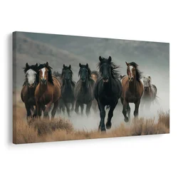 Slika divji konji v megli - 30x20