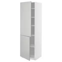 METOD Visoki element s policama/2 vrata, bela/Havstorp svetlosiva, 60x60x200 cm