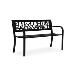 MultiGarden Metalna bastenska klupa 120?50 cm sa dekorativnim naslonom, crna - MultiGarden