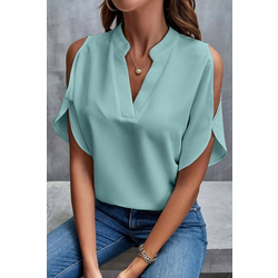 Elegantna široka bluza s v-izrezom, mint boje