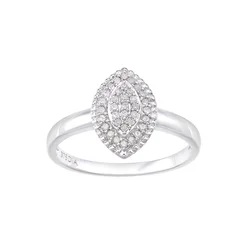 DIAMANT LETERNEL Prstan Cluster-Ring aus 375 Weißgold mit 0.16 Karat Diamant srebrna