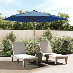 Vrtni suncobran s drvenim stupom azurnoplava 299 x 240 cm