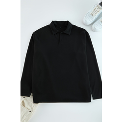 Trendyol Black Oversize Polo Neck Plain Knitted Polo Neck T-shirt