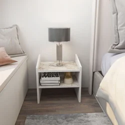 Hanah Home Noćni stočić Adin, 45x45x35 cm, Prljavo beli