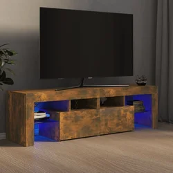 TV ormarić s LED svjetlima boja dimljenog hrasta 140x36,5x40 cm